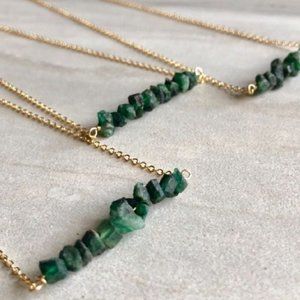Estrella and Luna Emerald Bar Necklace